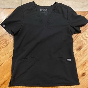 Figs two pocket scrub top - black